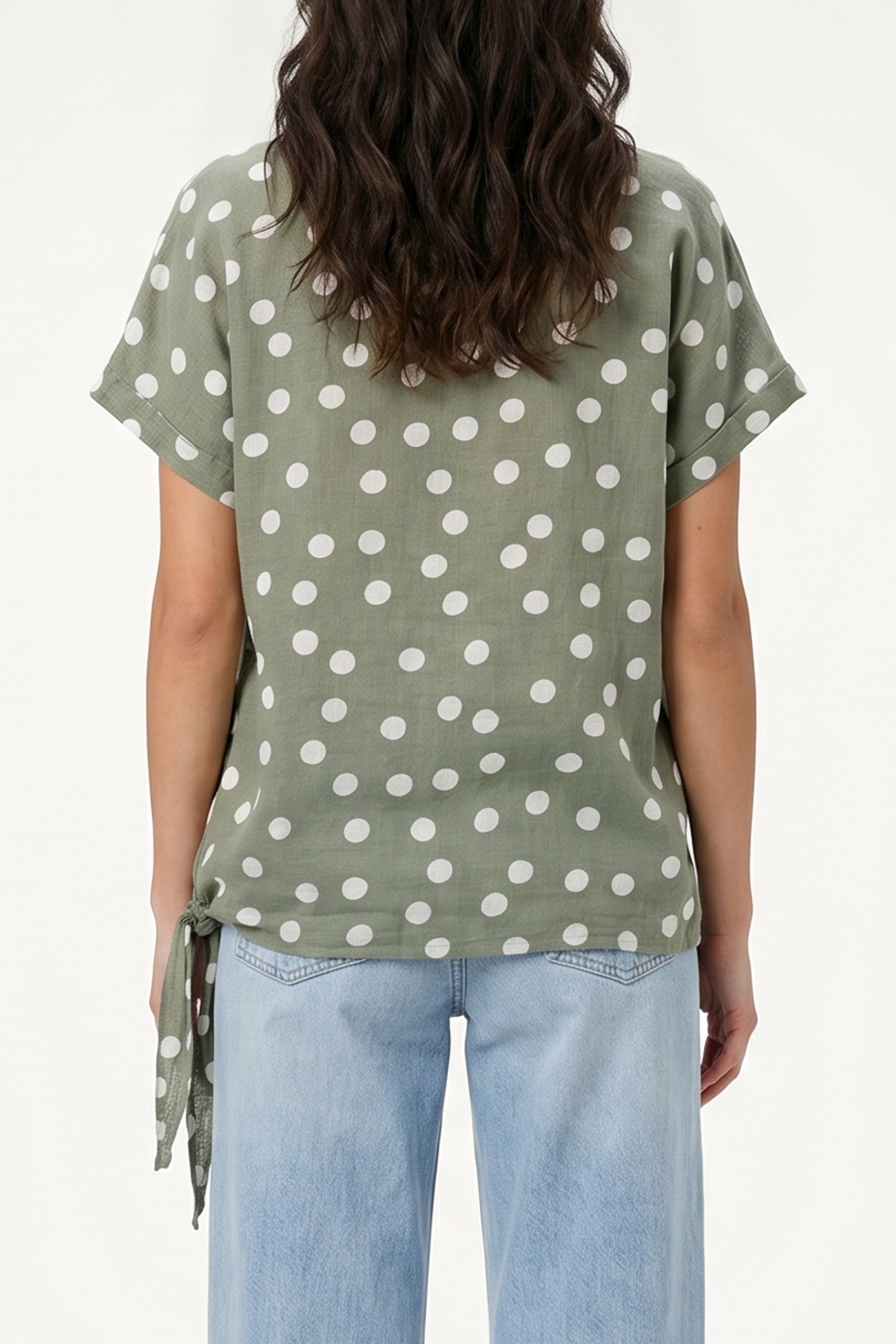 Side Knot Polka Dot Pure Cotton Top