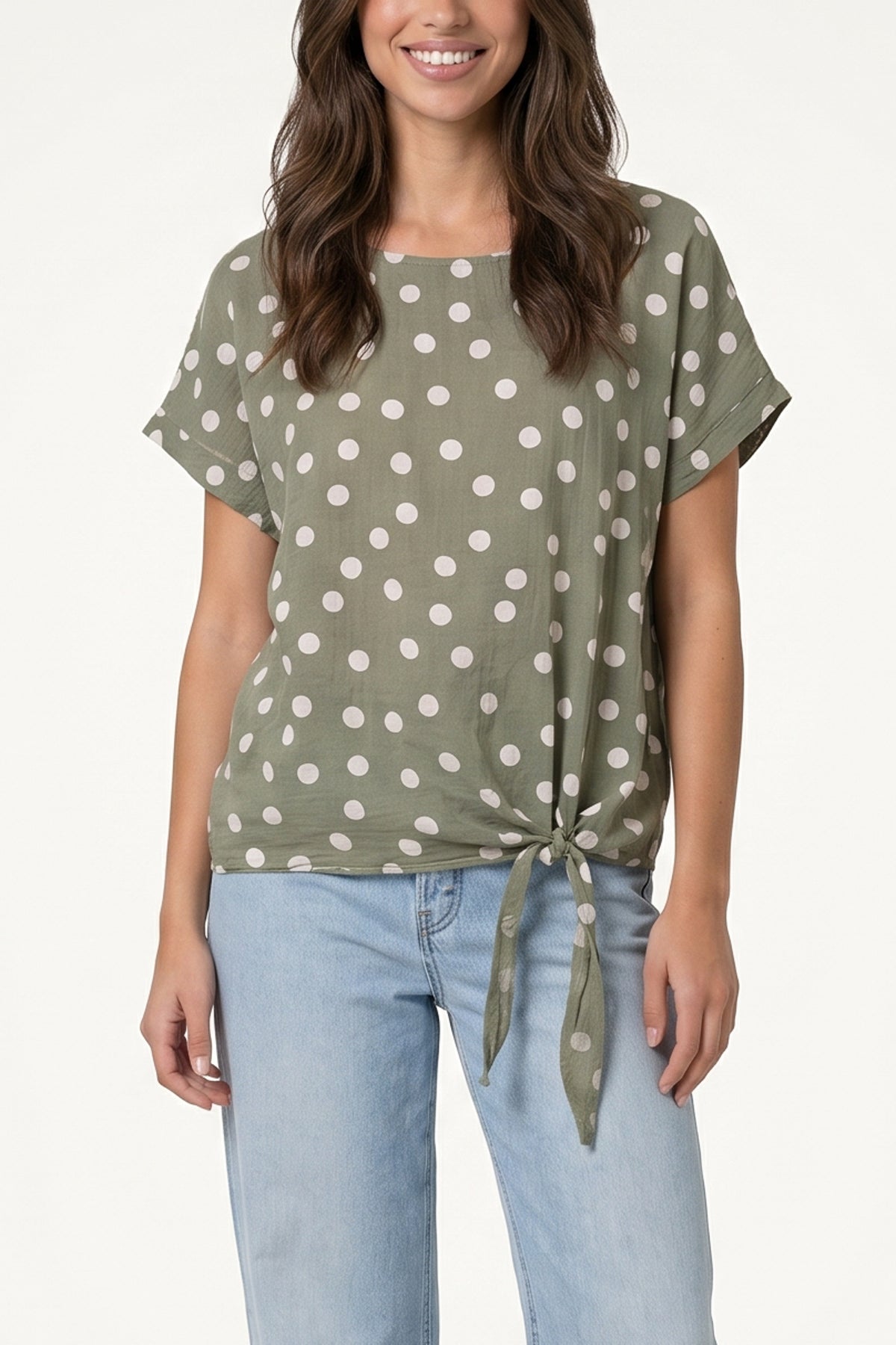 Side Knot Polka Dot Pure Cotton Top