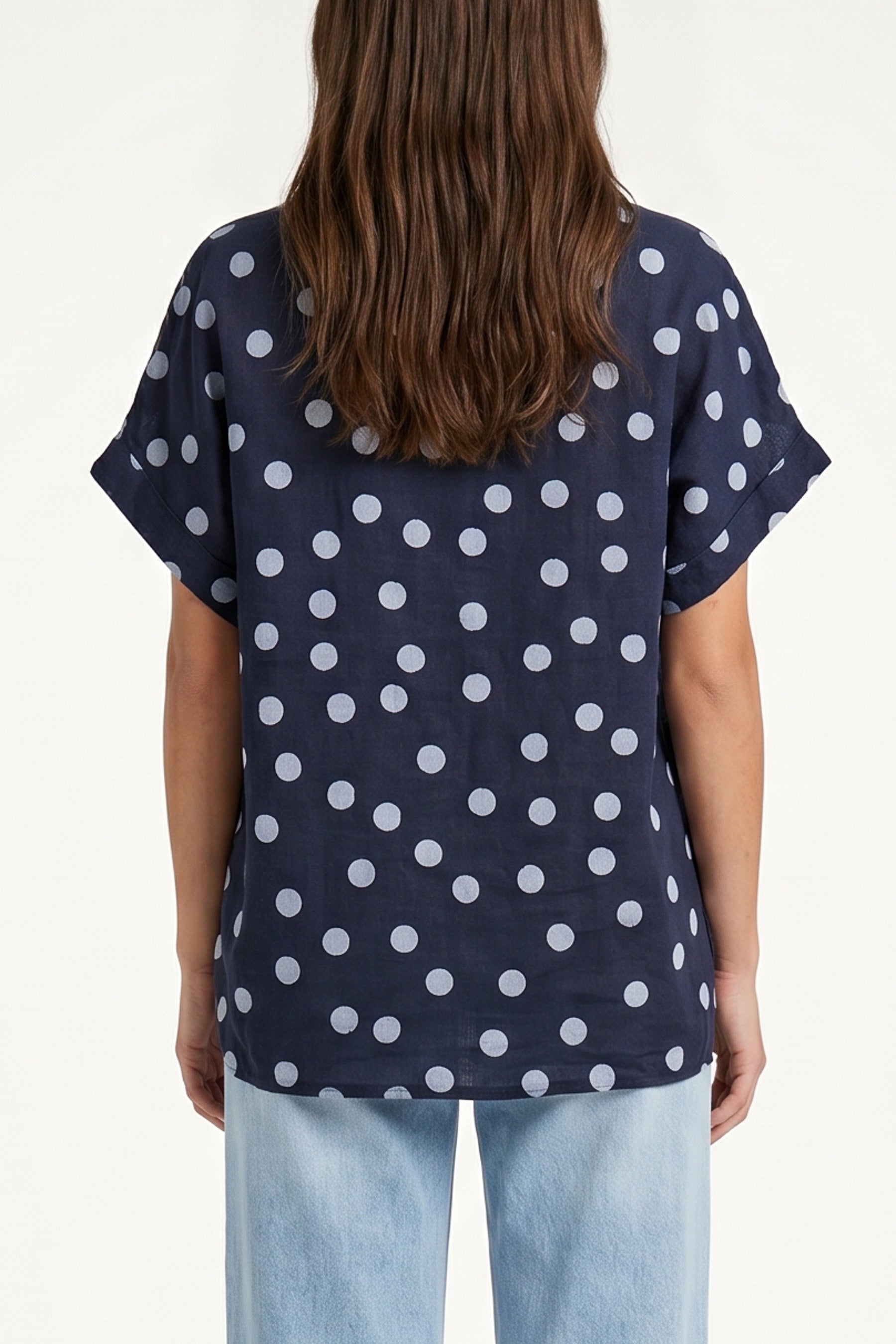 Pure Linen Polka Dot Top