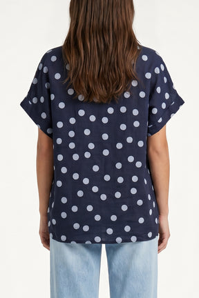 Pure Linen Polka Dot Top