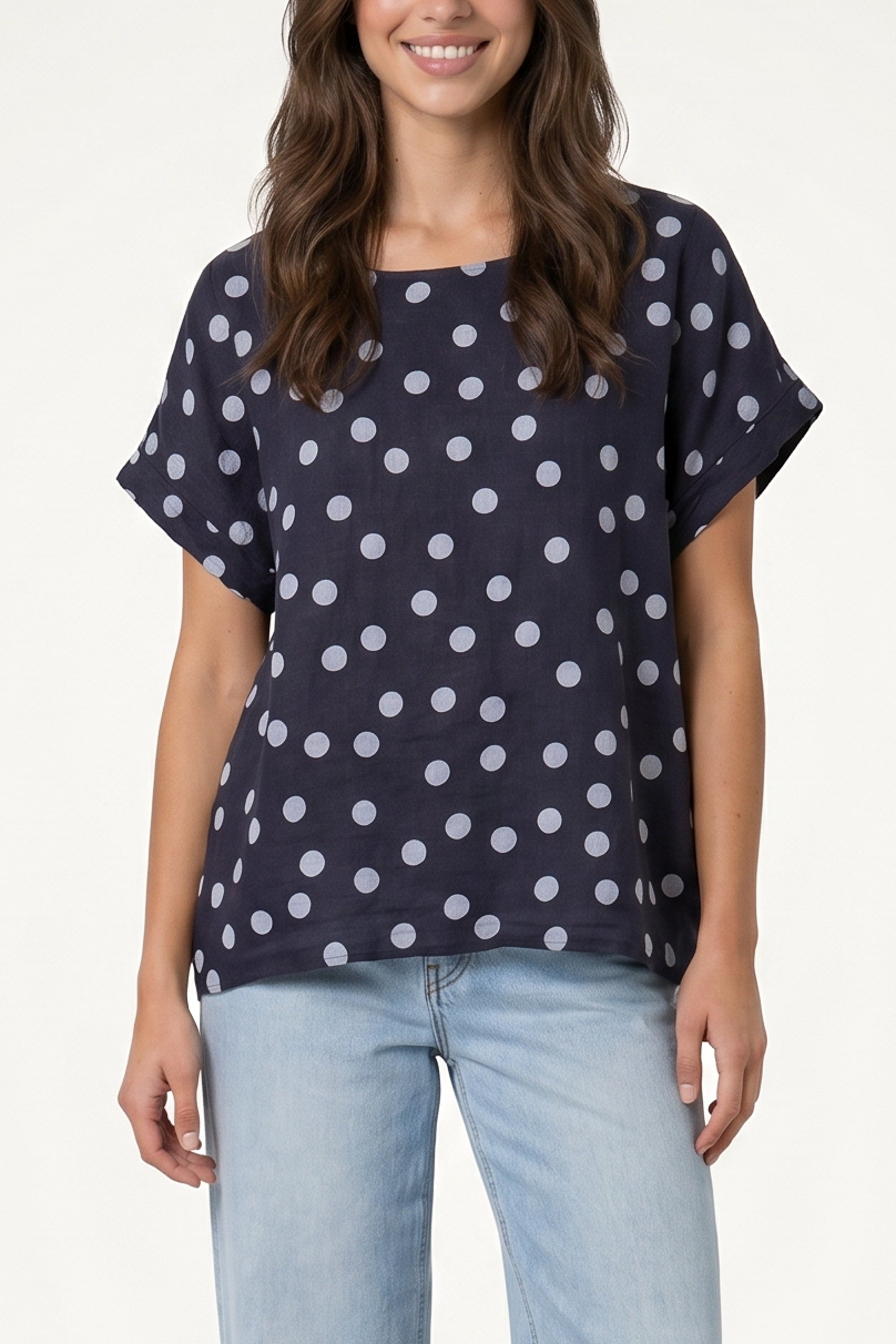 Pure Linen Polka Dot Top