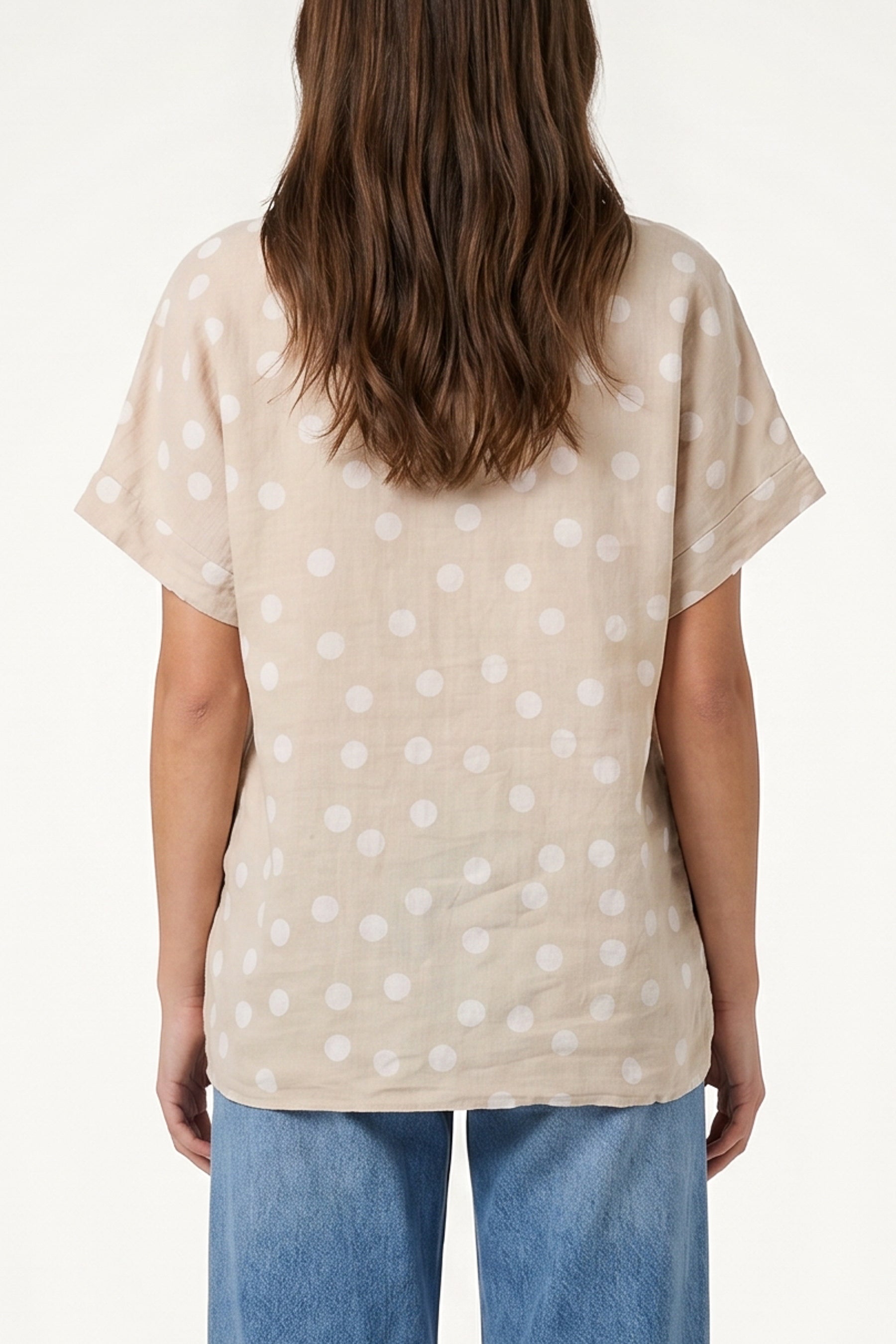 Pure Linen Polka Dot Top