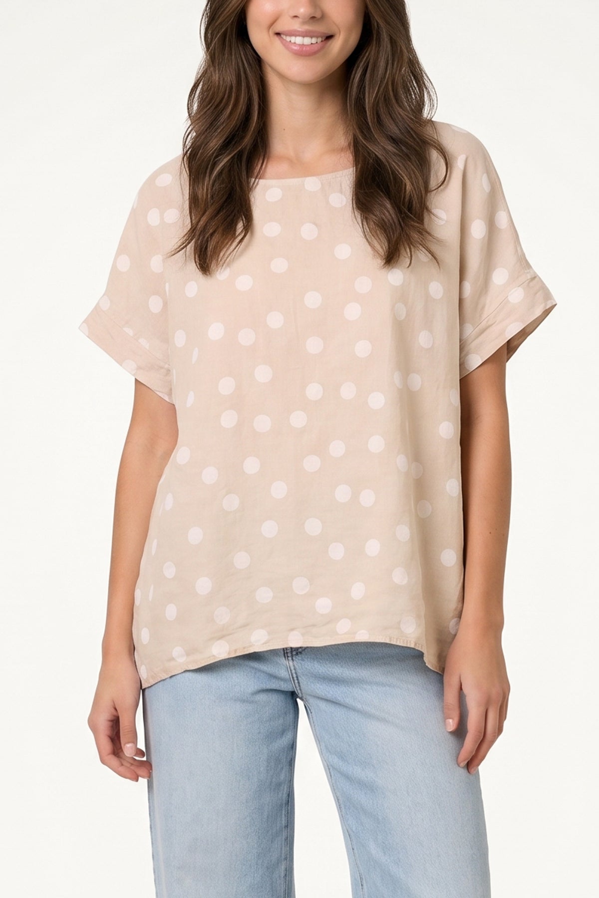 Pure Linen Polka Dot Top