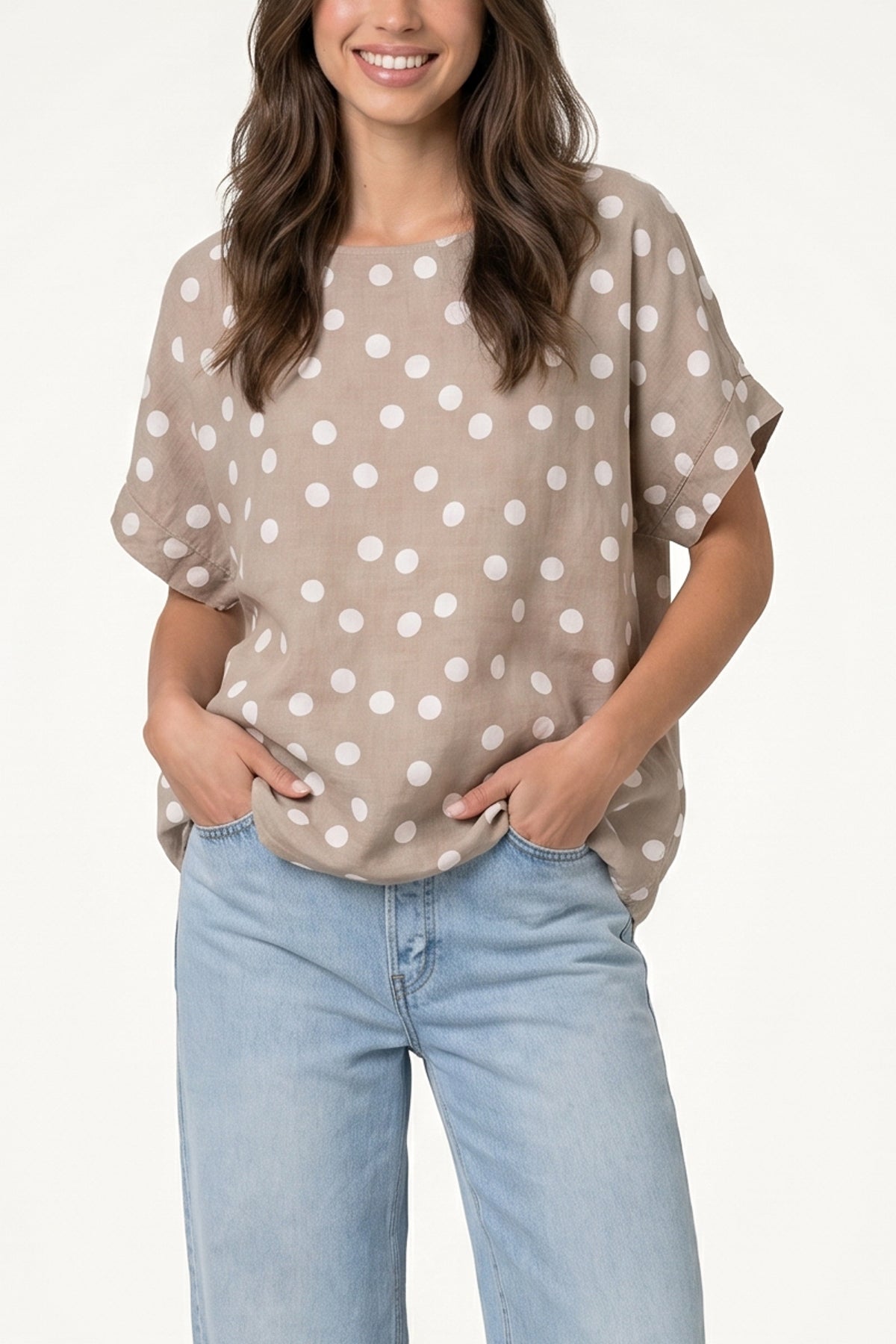Pure Linen Polka Dot Top