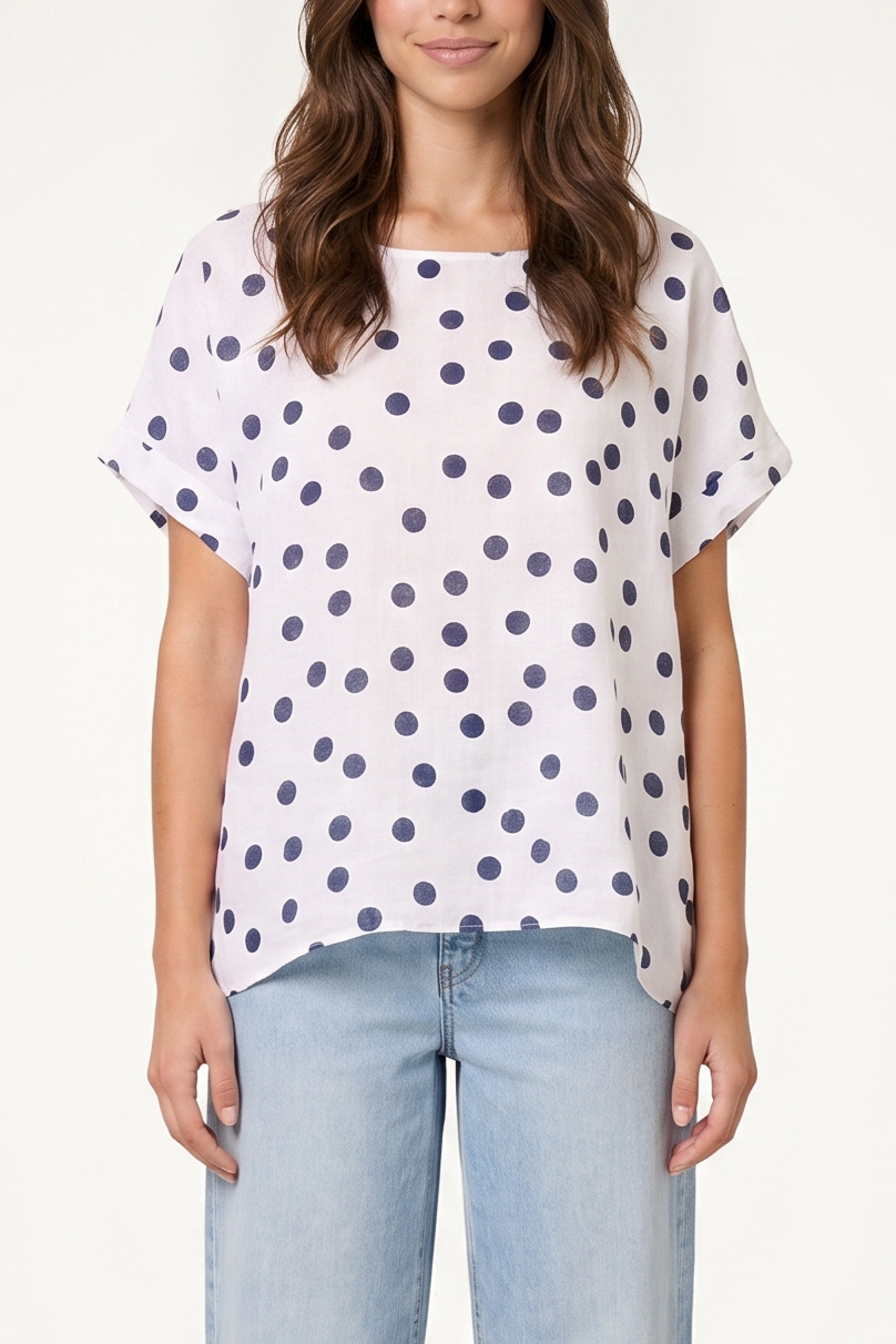 Pure Linen Polka Dot Top