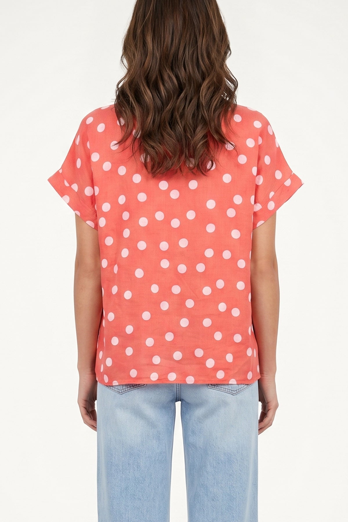 Pure Linen Polka Dot Top