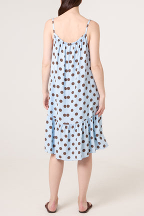 Strappy Polka Dot Tiered Midi Dress