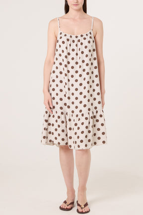 Strappy Polka Dot Tiered Midi Dress