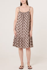 Strappy Polka Dot Tiered Midi Dress