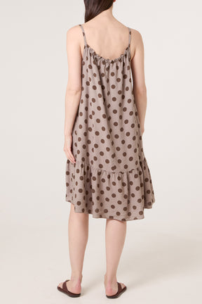 Strappy Polka Dot Tiered Midi Dress