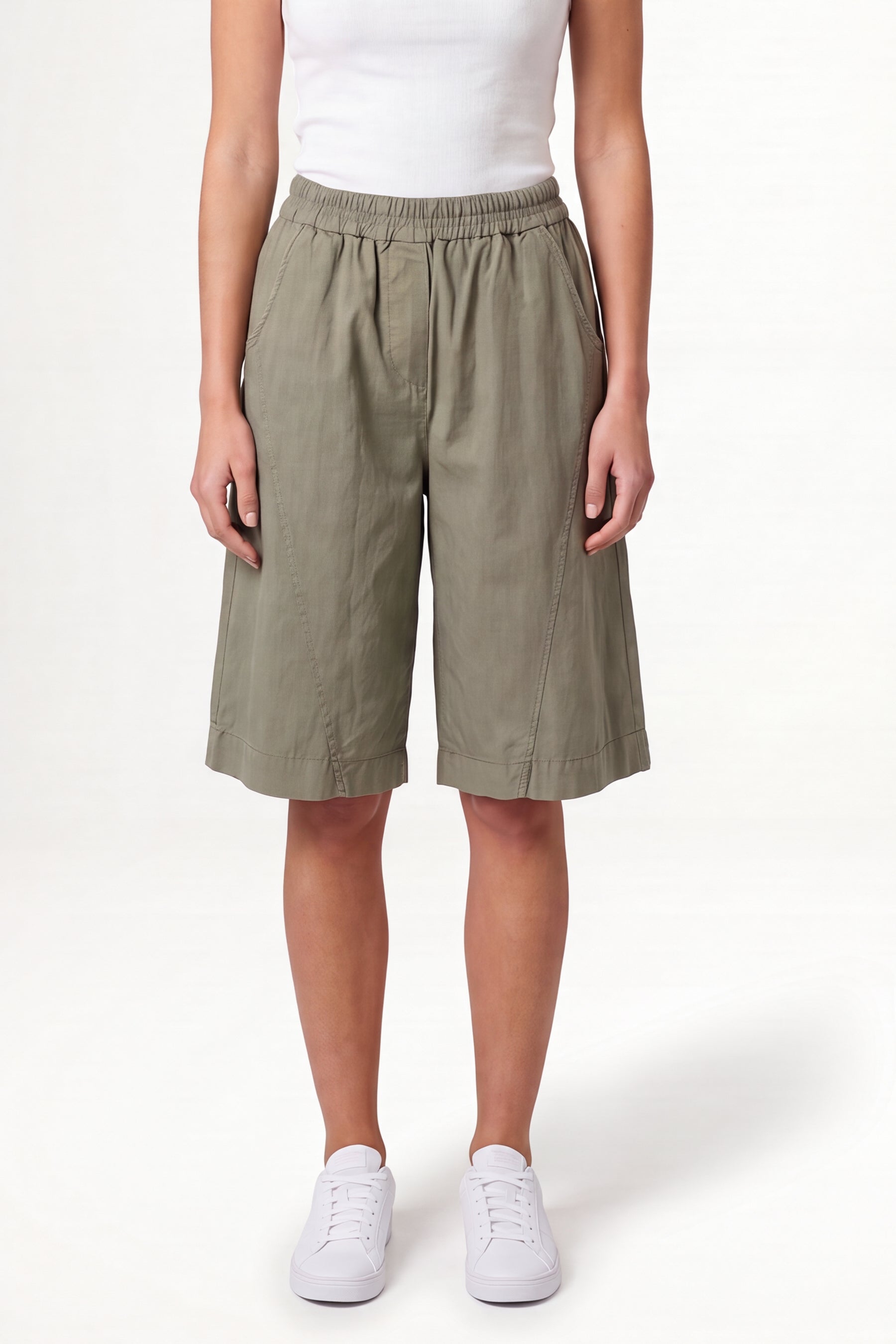 Wide Leg Culottes Shorts With Pockets