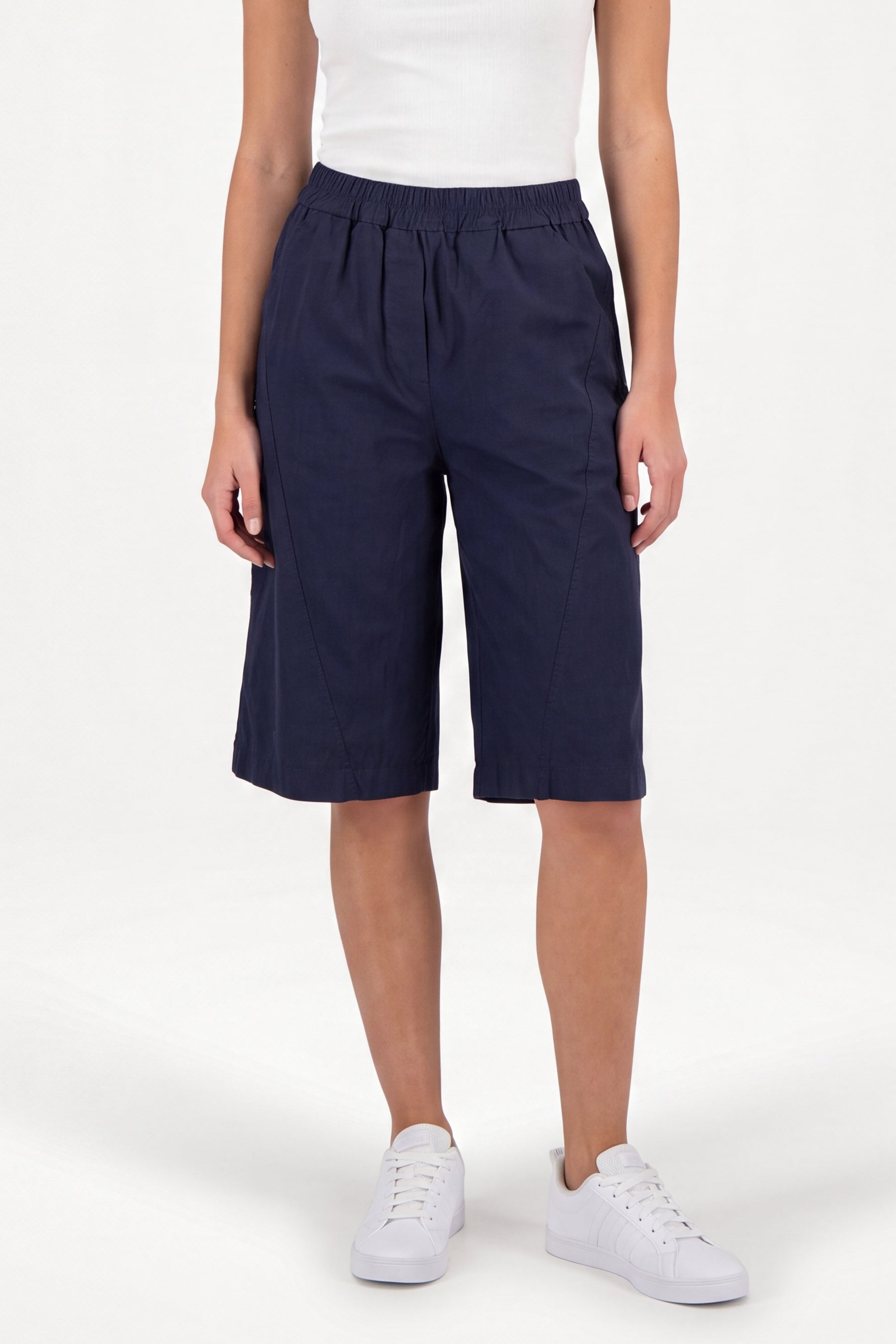 Wide Leg Culottes Shorts With Pockets