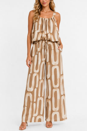 Abstract Organic Print Sleeveless Top & Trousers Set
