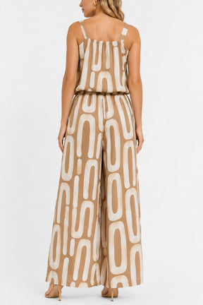 Abstract Organic Print Sleeveless Top & Trousers Set