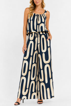 Abstract Organic Print Sleeveless Top & Trousers Set