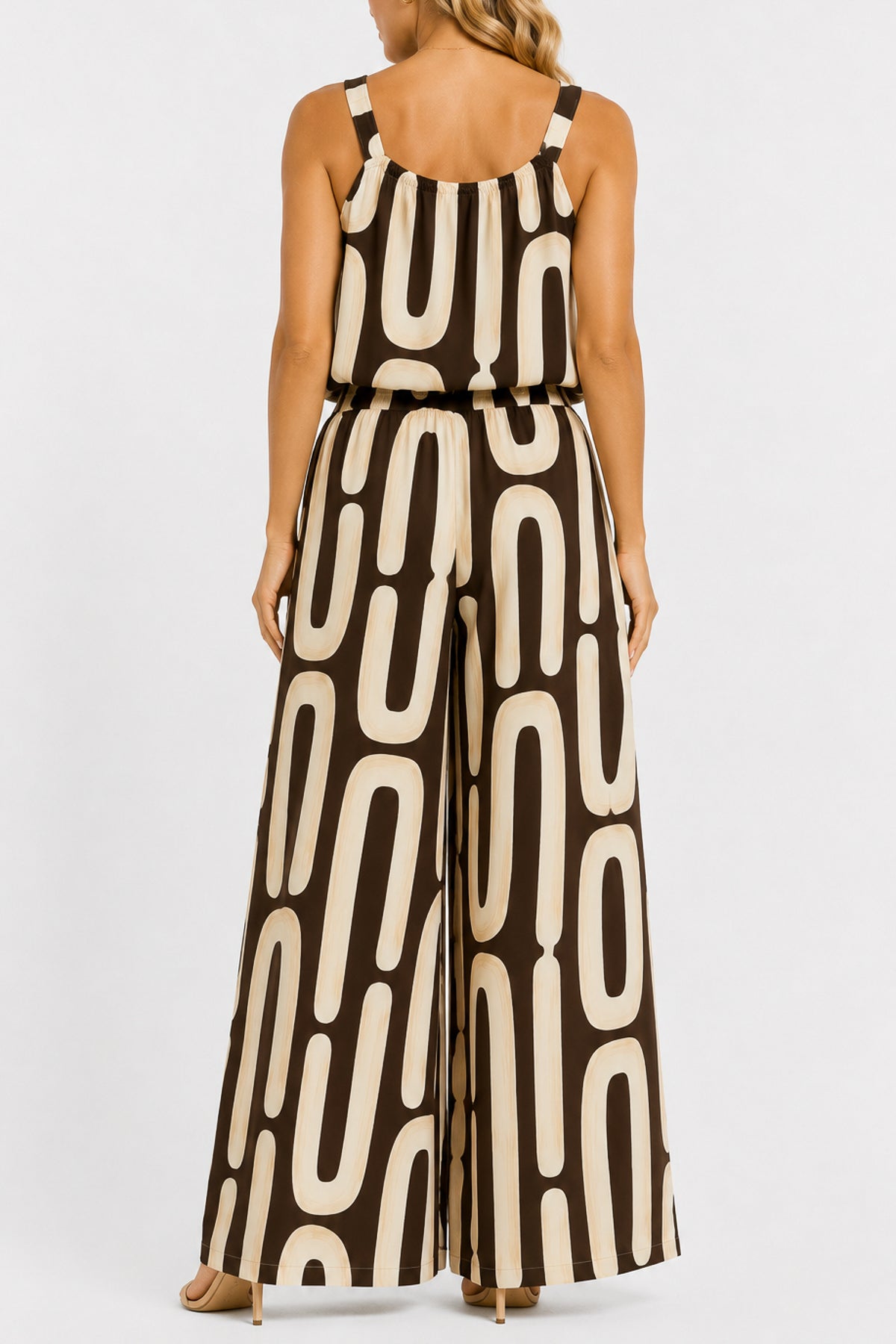 Abstract Organic Print Sleeveless Top & Trousers Set