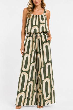 Abstract Organic Print Sleeveless Top & Trousers Set
