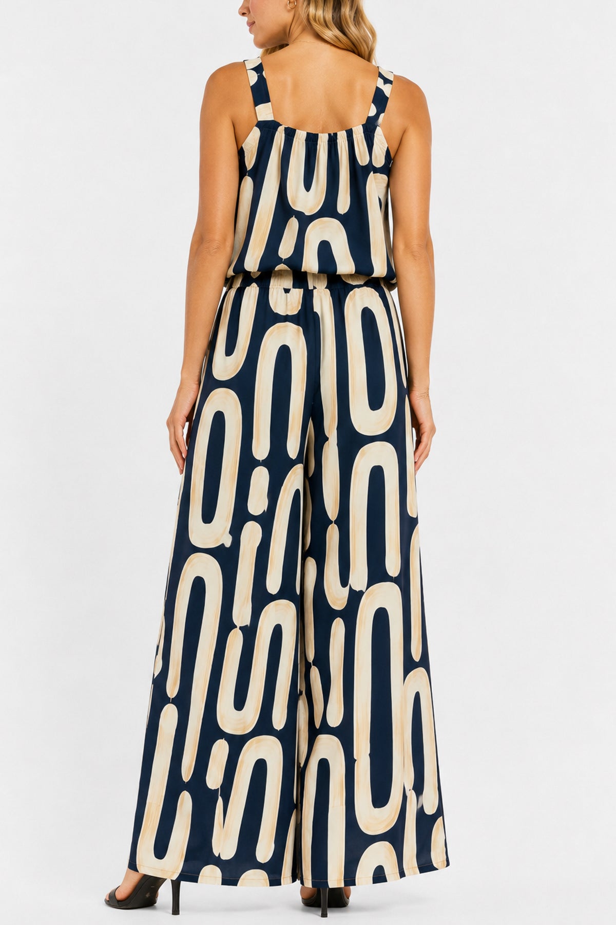 Abstract Organic Print Sleeveless Top & Trousers Set