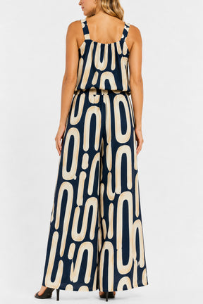 Abstract Organic Print Sleeveless Top & Trousers Set