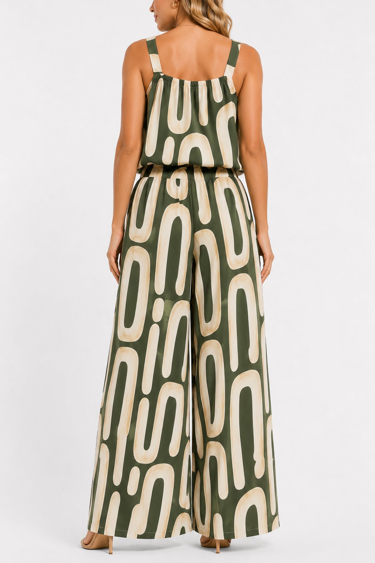 Abstract Organic Print Sleeveless Top & Trousers Set
