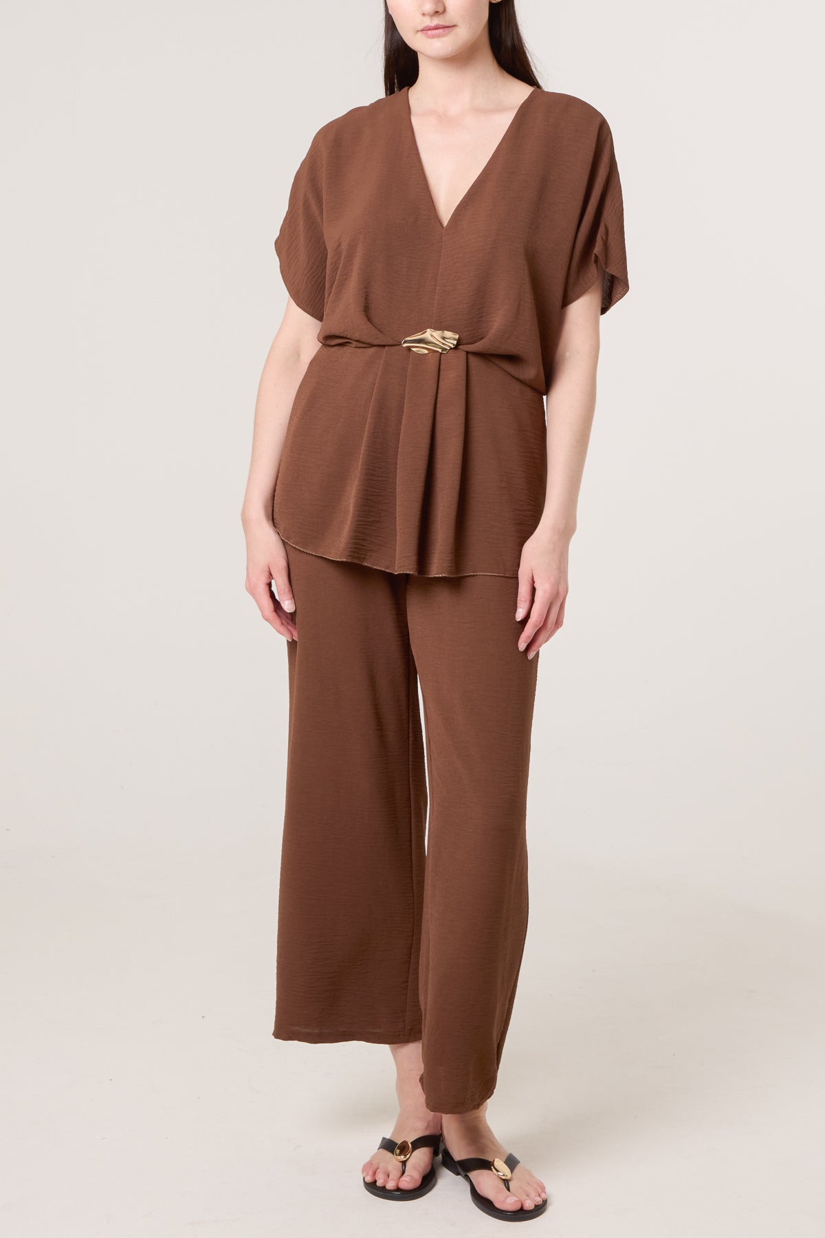 Two Piece Buckle Top & Trouser Set