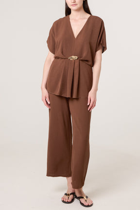 Two Piece Buckle Top & Trouser Set