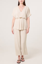 Two Piece Buckle Top & Trouser Set