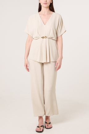 Two Piece Buckle Top & Trouser Set