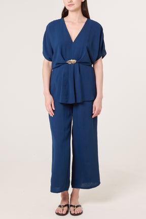 Two Piece Buckle Top & Trouser Set