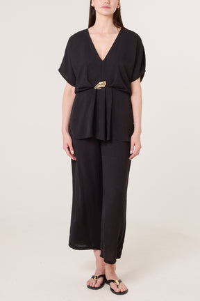 Two Piece Buckle Top & Trouser Set