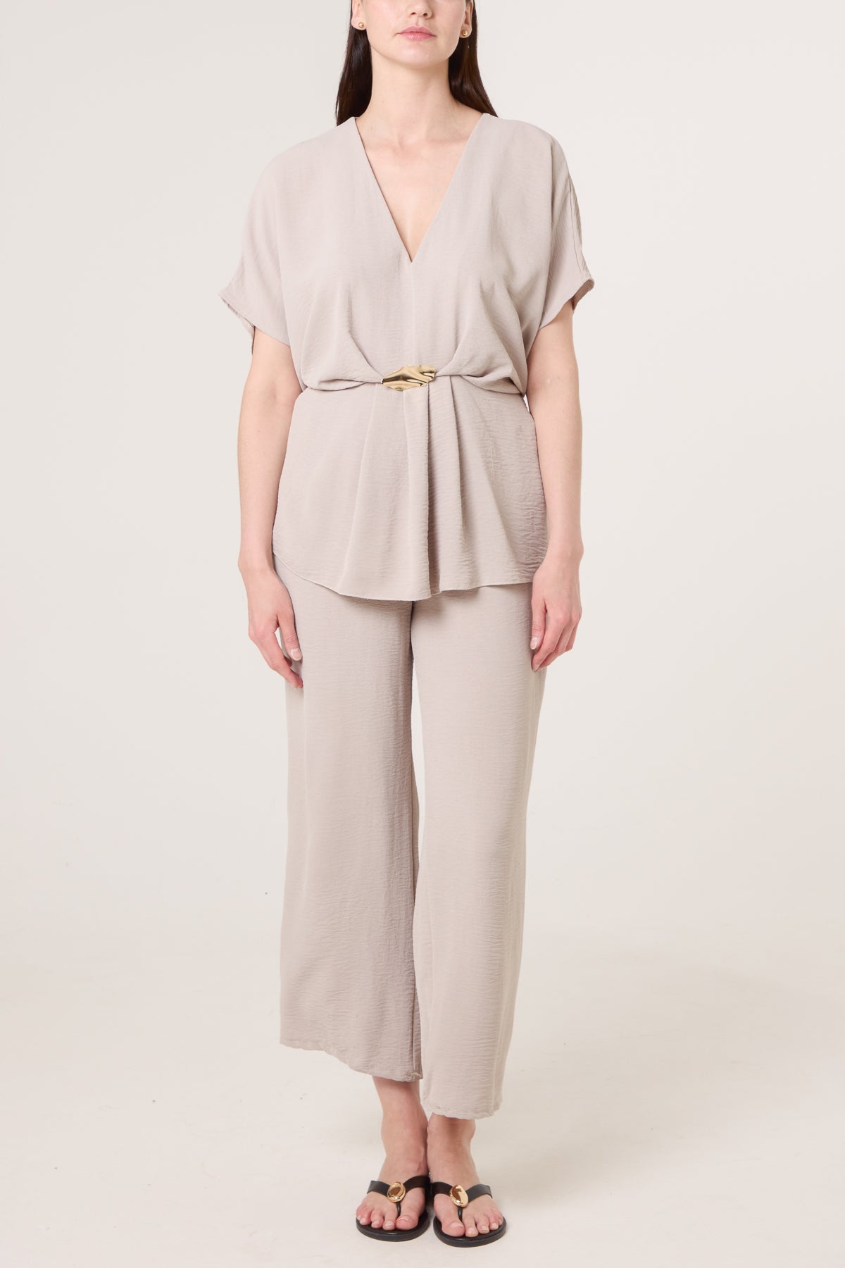 Two Piece Buckle Top & Trouser Set