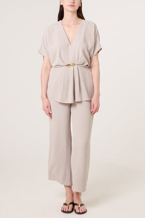 Two Piece Buckle Top & Trouser Set