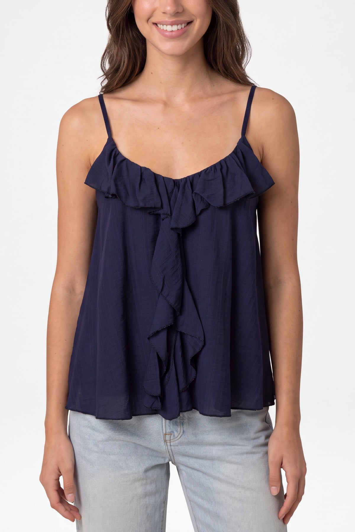 Ruffle Front Essential Strappy Top