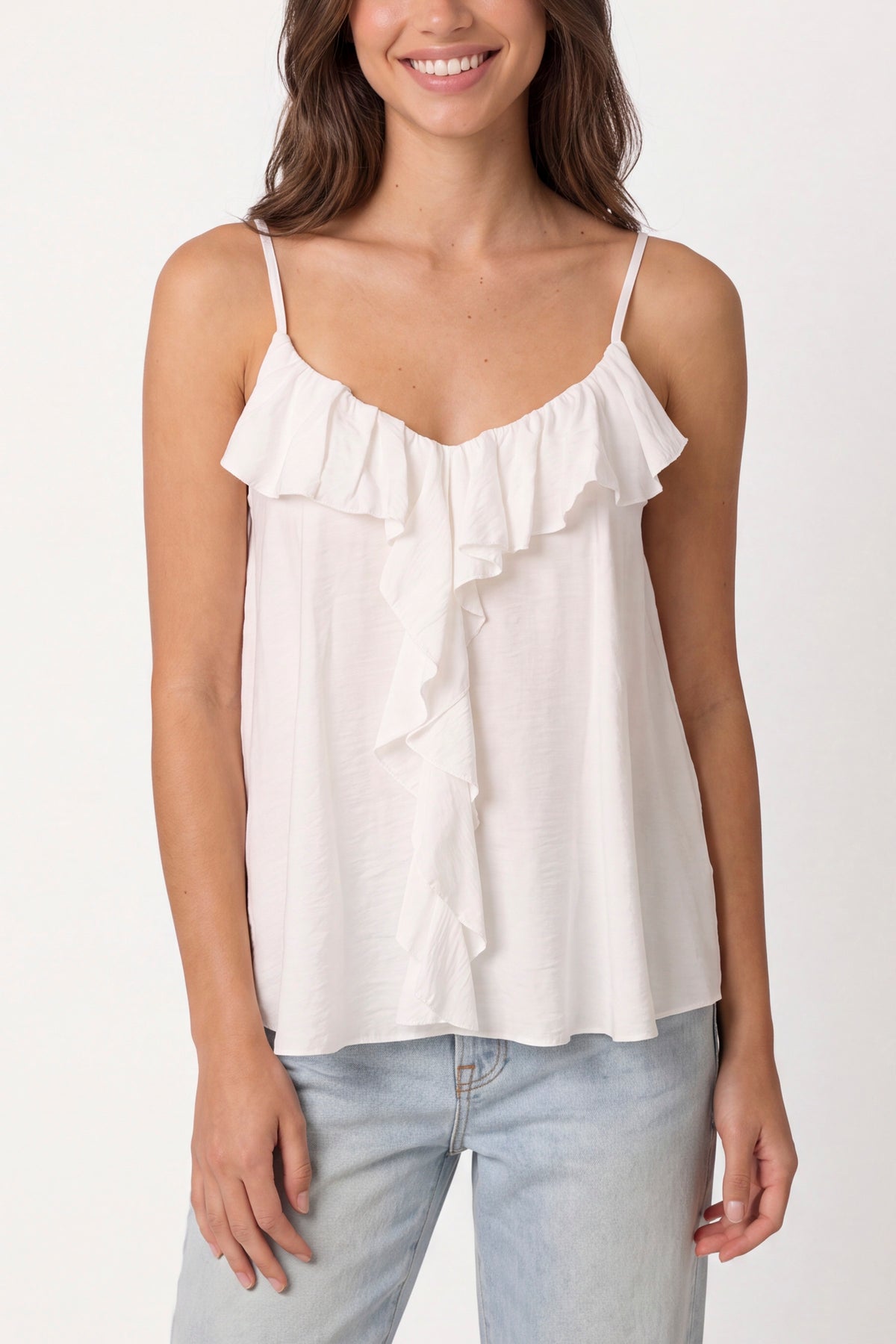 Ruffle Front Essential Strappy Top