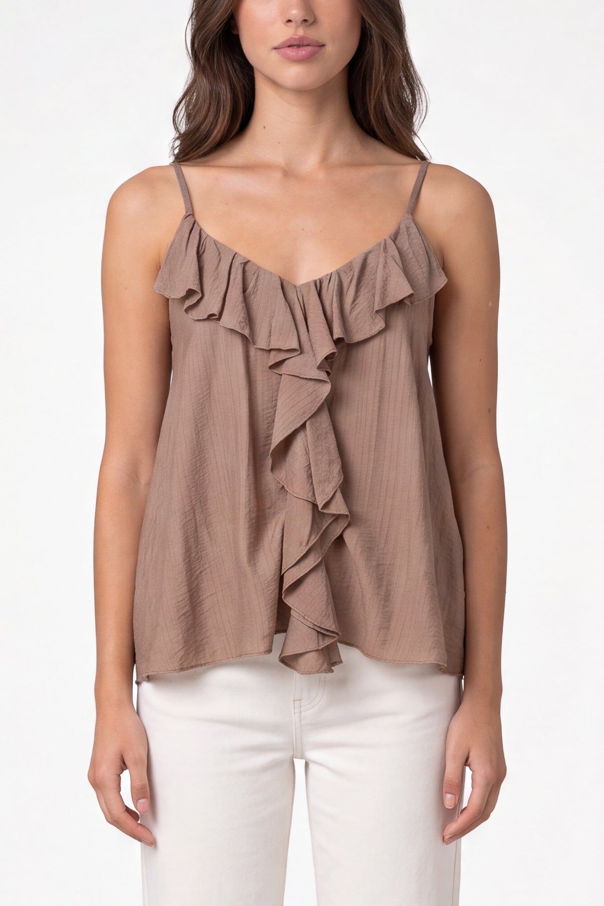 Ruffle Front Essential Strappy Top
