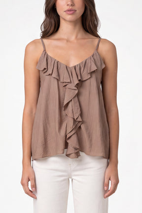 Ruffle Front Essential Strappy Top