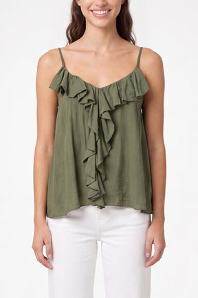 Ruffle Front Essential Strappy Top
