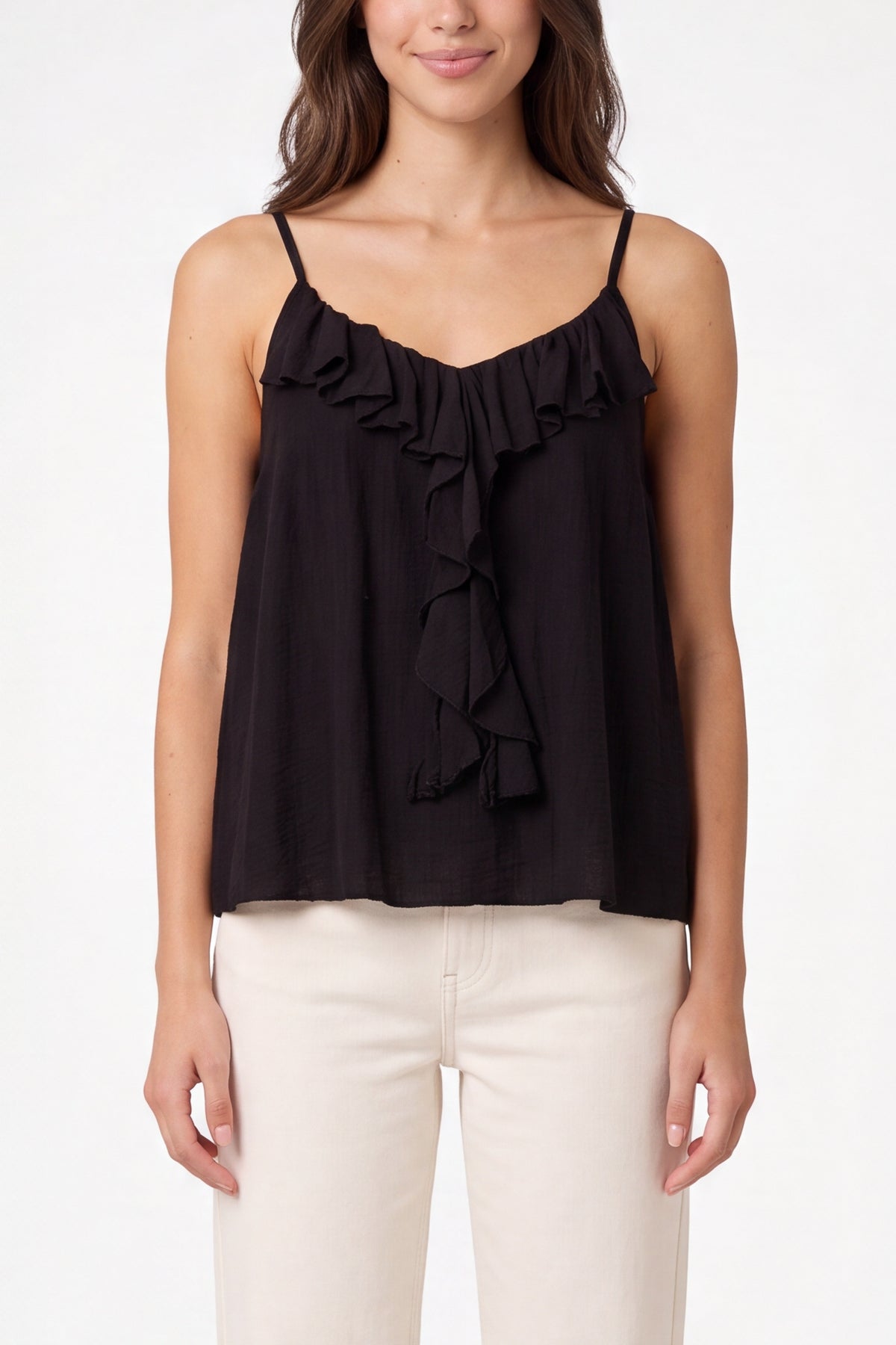 Ruffle Front Essential Strappy Top