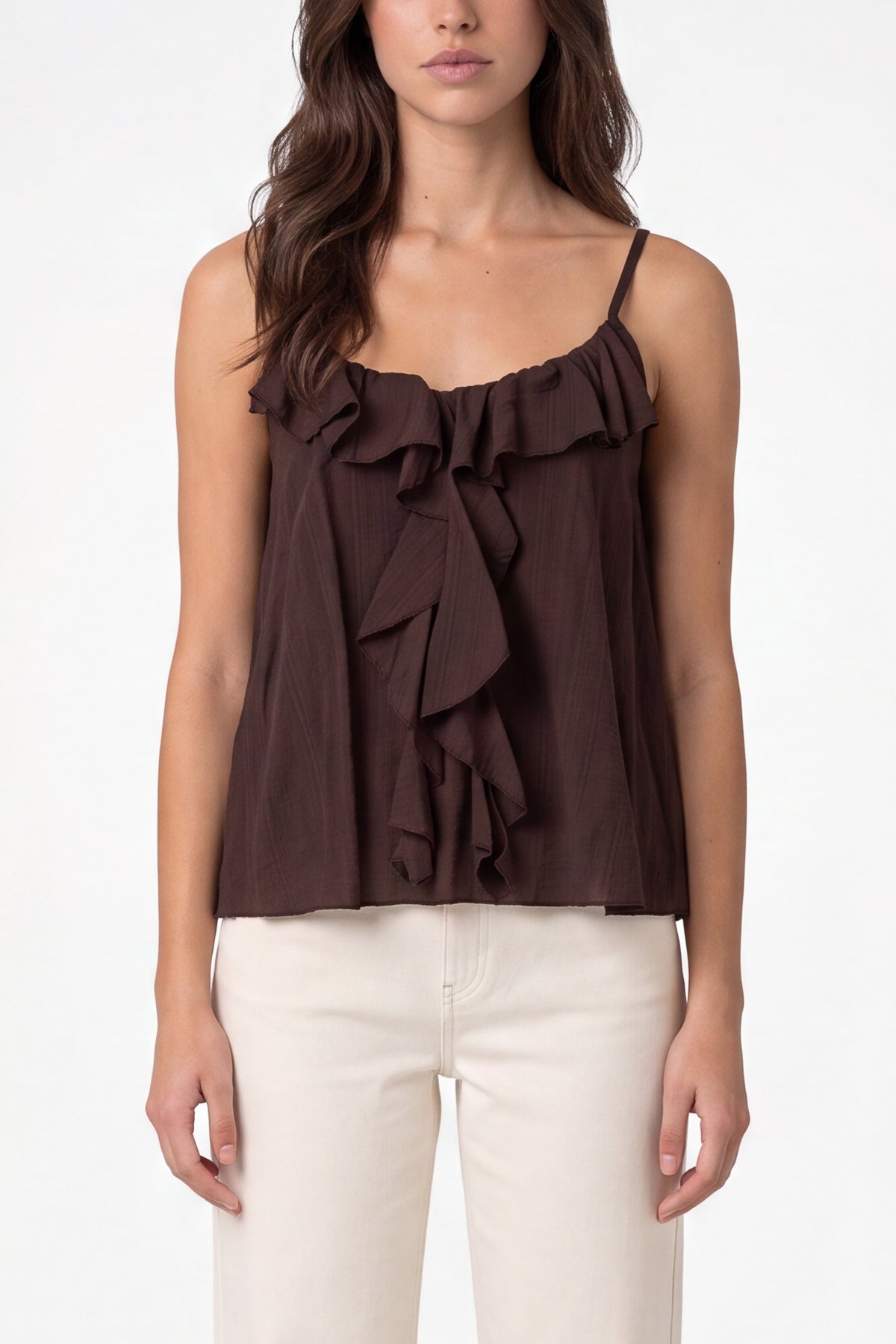 Ruffle Front Essential Strappy Top