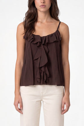 Ruffle Front Essential Strappy Top