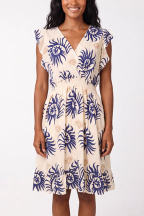 Spiralled Sun Patterned Mini Dress