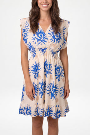 Spiralled Sun Patterned Mini Dress