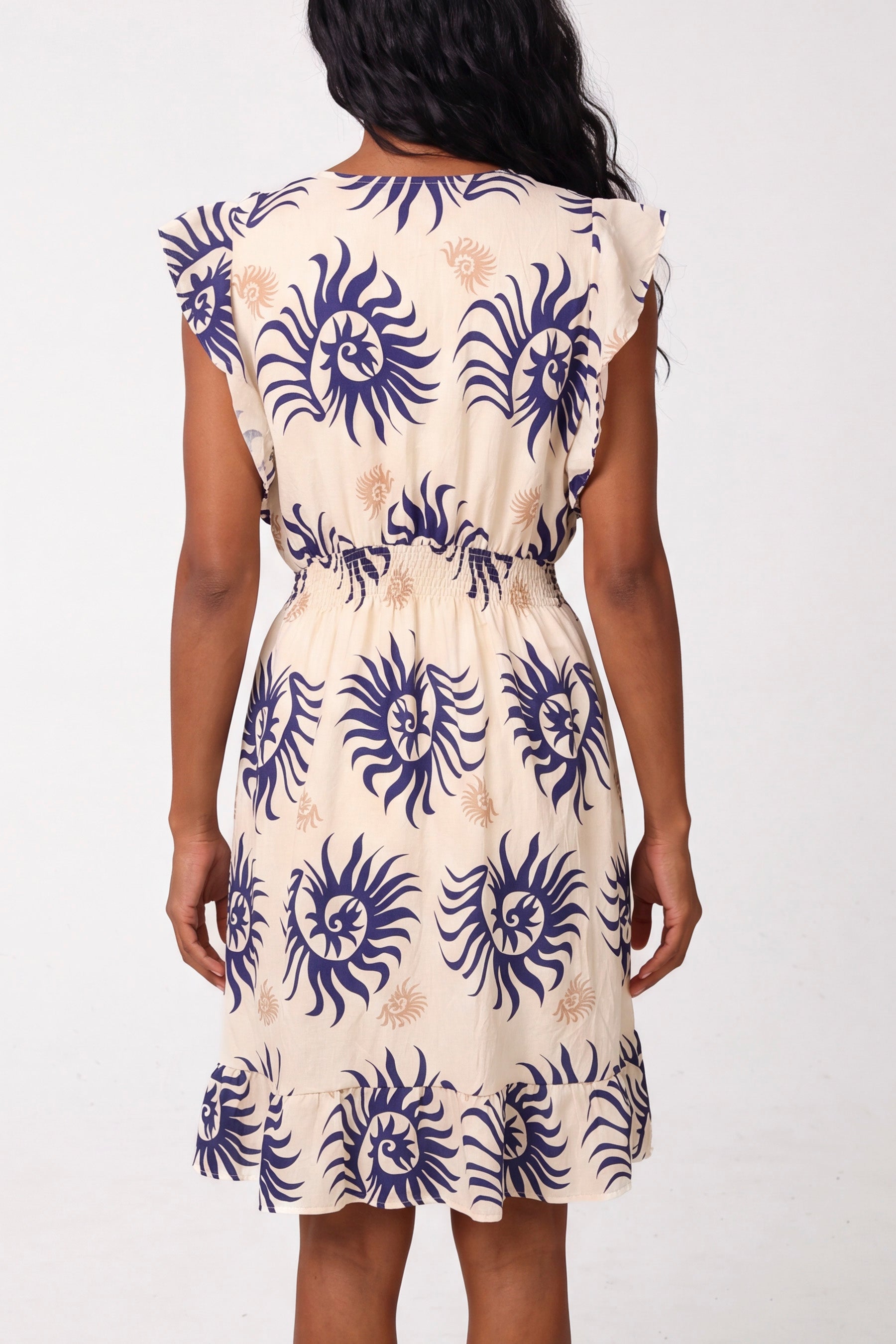 Spiralled Sun Patterned Mini Dress