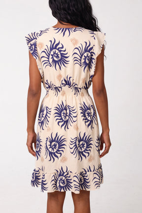 Spiralled Sun Patterned Mini Dress