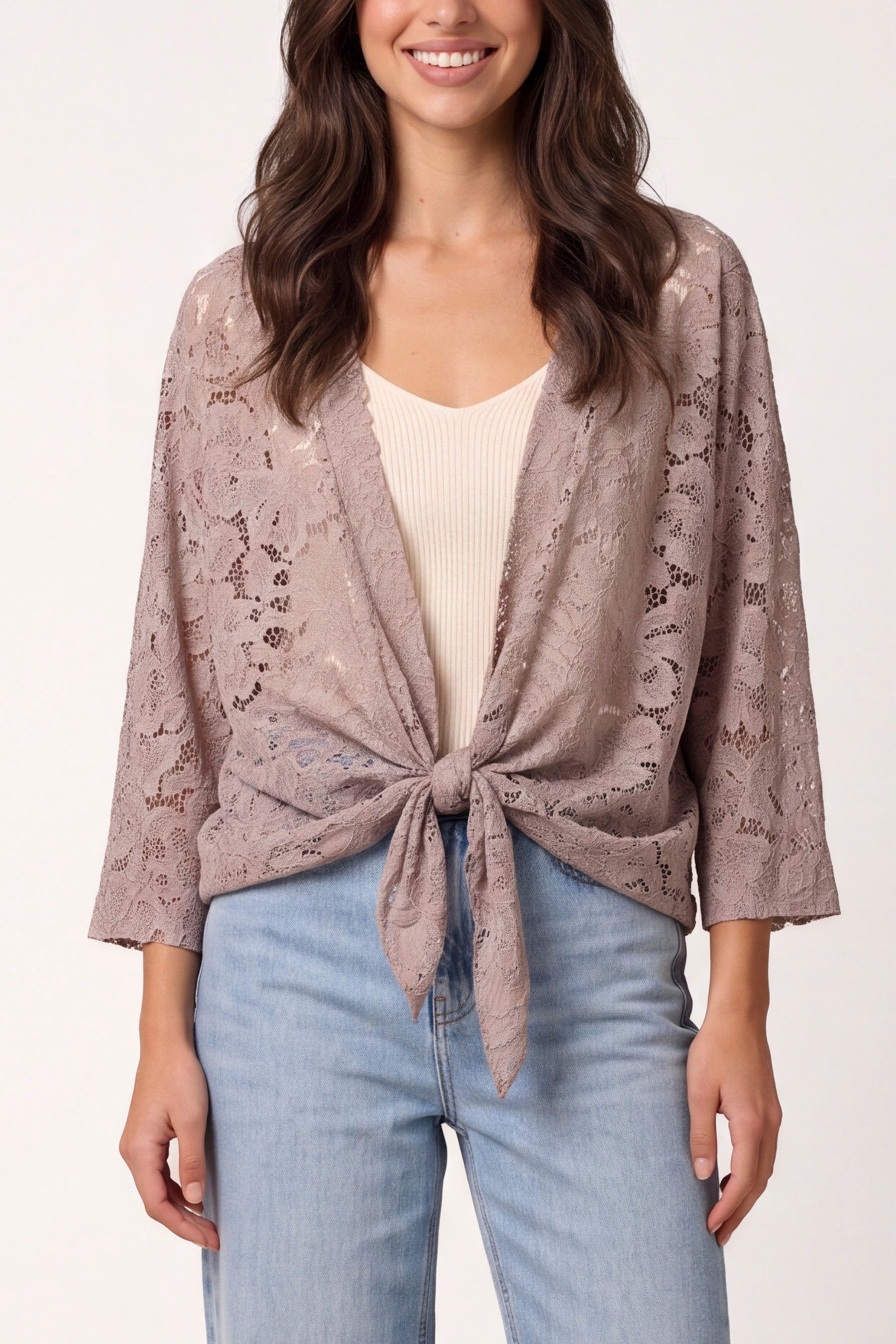 Lace Kimono With Front Knot