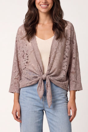 Lace Kimono With Front Knot