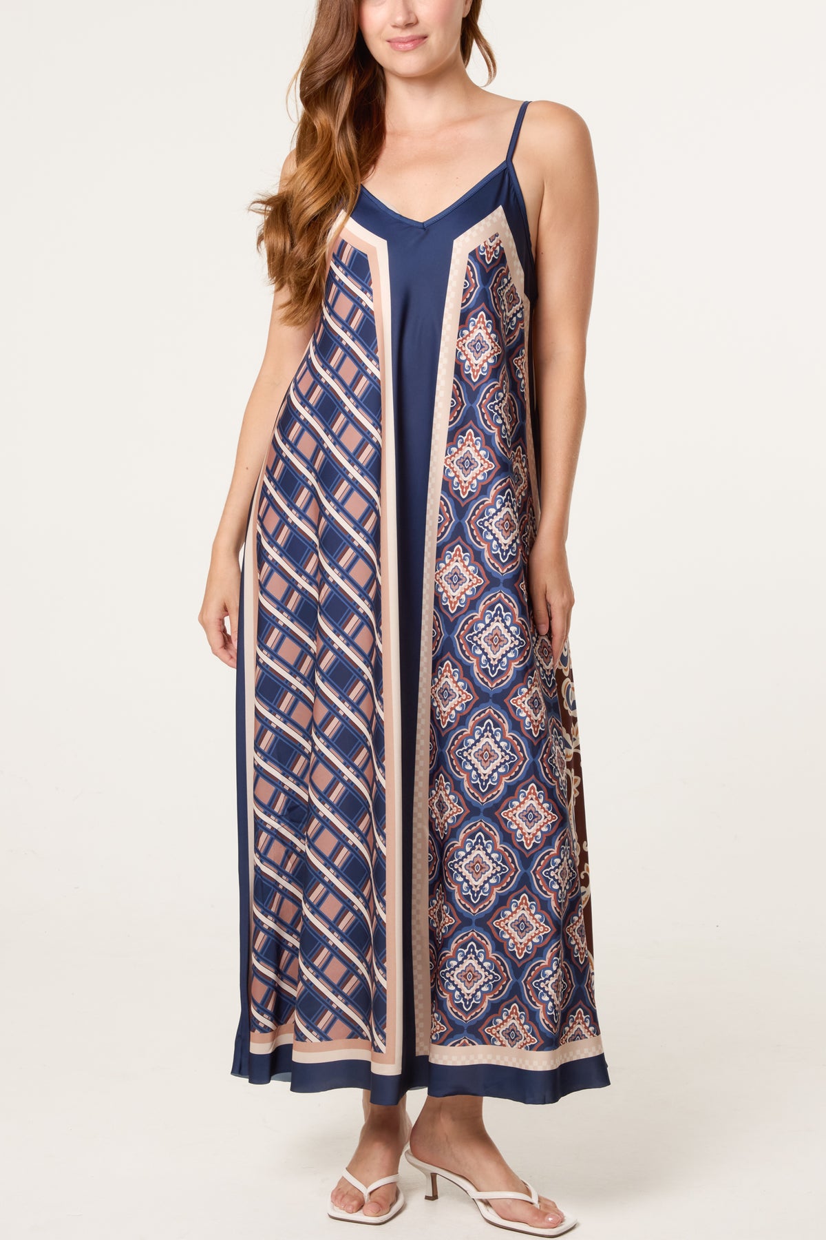 Reversible Satin Feel Sleeveless Paisley Midi Dress