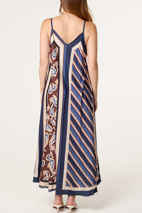 Reversible Satin Feel Sleeveless Paisley Dress