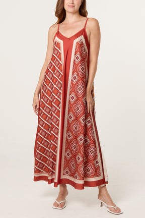 Reversible Satin Feel Sleeveless Paisley Dress