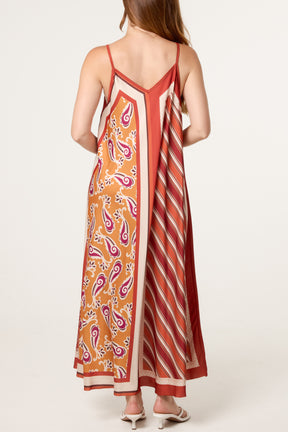 Reversible Satin Feel Sleeveless Paisley Dress